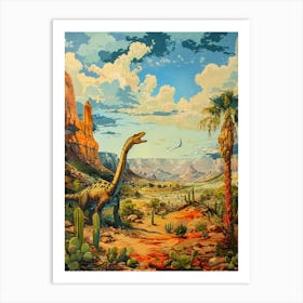 Dinosaur In The Canyon Desert Painting Art Print