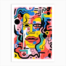 Geometric Colourful Face Illustration 3 Art Print