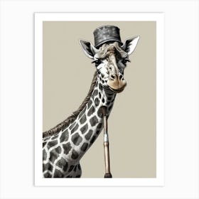 Giraffe With Hat Art Print