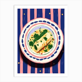 A Plate Of Ravioli  Top View Food Illustration 4 Art Print