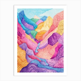 Colourful Mountain Illustration Poster Art Print 19 Art Print