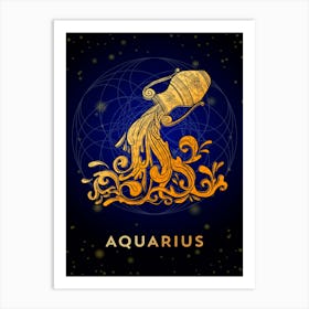 Aquarius Zodiac Sign — Zodiac golden sign Art Print