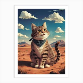 Cat In The Desert 2 Art Print