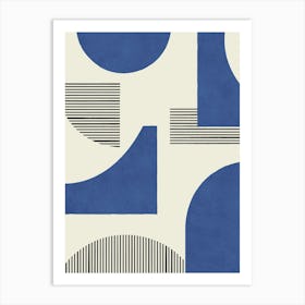 Line Art Geometric Abstract Pattern - Dark Blue Navy Art Print
