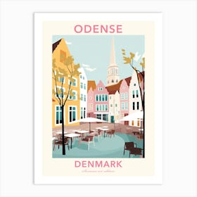 Odense, Denmark, Flat Pastels Tones Illustration 1 Poster Art Print