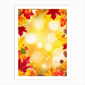 Autumn Leaves Glowing With Bright Yellows Fiery Oranges And Deep Reds Encased Within A Whimsical (6) Art Print