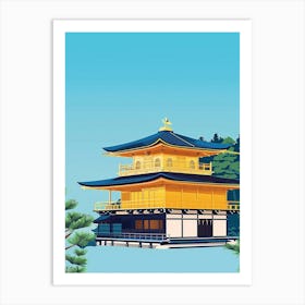 Kinkaku Ji Golden Pavilion Kyoto 2 Colourful Illustration Art Print