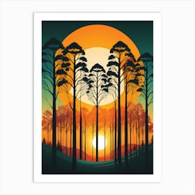 Sunset With Trees 4 Art Print