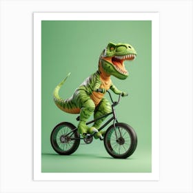 T-Rex Riding A Bike Art Print