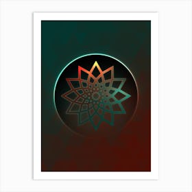 Geometric Neon Glyph on Jewel Tone Triangle Pattern 247 Art Print