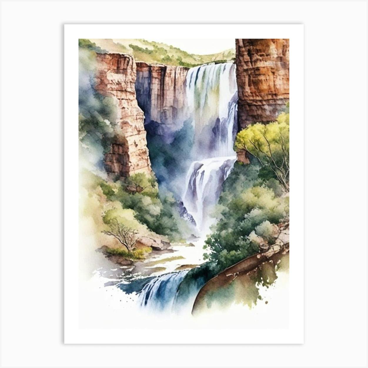 sketch waterfall and rocks' Sticker | Spreadshirt
