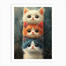 Cute Cats Stacked Together 10 Art Print