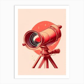 Infrared Telescope Red Vintage Sketch Space Art Print
