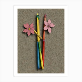 Pencils And Flowers 1 Art Print