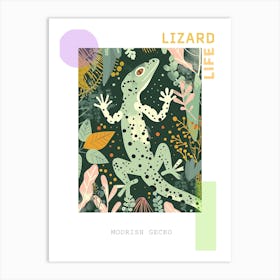Forest Green Moorish Gecko Abstract Modern Illustration 4 Poster Art Print
