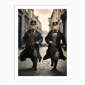 Two Cats In Hats Art Print