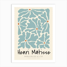 Matisse Inspired Blue Floral Art Print