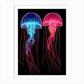 Sea Nettle Jellyfish Neon 6 Art Print