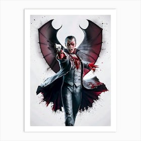 Bloody Handsome Vampire with Guns - Poster Art Art Print