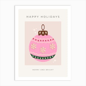 Christmas Bauble Pink Art Print