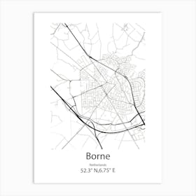 Borne,Netherlands Minimalist Map Art Print