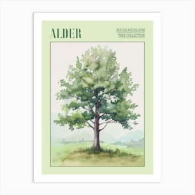 Alder Tree Atmospheric Watercolour Painting 8 Poster Art Print