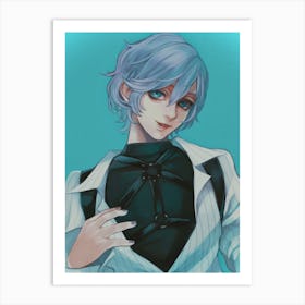 Anime Girl With Blue Hair Art Print