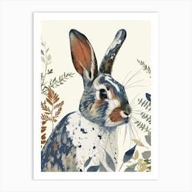 English Spot Blockprint Rabbit Illustration 8 Art Print