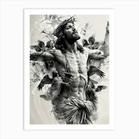 Jesus With Angels 2 Art Print