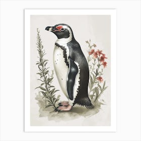 Adlie Penguin St Kilda Breakwater Vintage Botanical Painting 3 Art Print