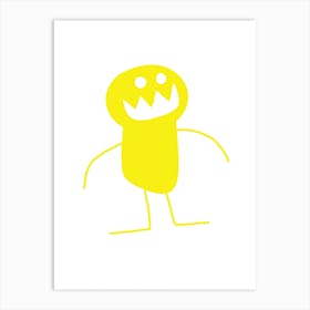 Kids Art Yellow Mascot Monster Art Print