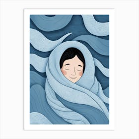 Illustration Of A Girl Wrapped In A Blanket Art Print