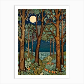 William Morris Moonlight In The Woods 16 Art Print