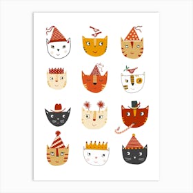 Happy Party Cats Art Print