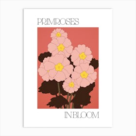 Primroses In Bloom Flowers Bold Illustration 2 Art Print