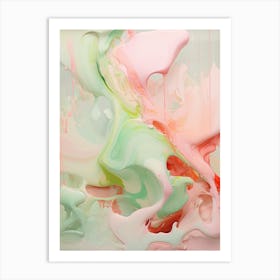 Pink And Green Abstract Raw Painting 3 Art Print