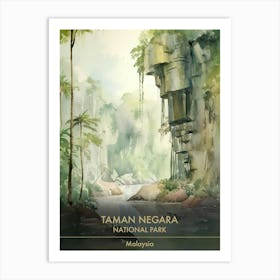 Taman Negara National Park Malaysia Watercolour 4 Art Print