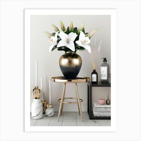 Lilies In A Vase 3 Art Print