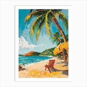 Retro Beach Scene 2 Art Print
