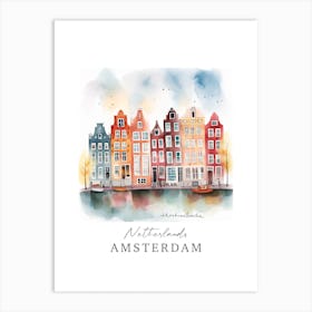 Netherlands, Amsterdam Storybook 1 Travel Poster Watercolour Art Print
