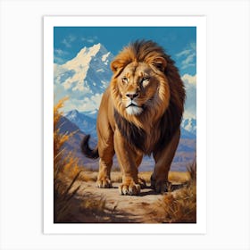 Lion In The Mountains Art Print