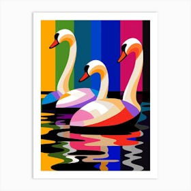 Swans Abstract Pop Art 4 Art Print