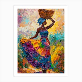 African Woman With Basket Art Print