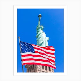 Statue Of Liberty With American Flag 2 Art Print