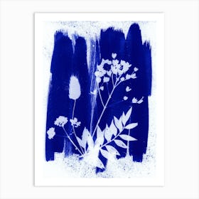 Blue Dried Flowers Art Print