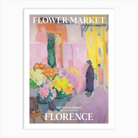 Vintage Flower Market Painting Florence Italy 2 Art Print