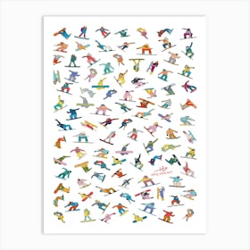 Skiers And Snowboarders Art Print