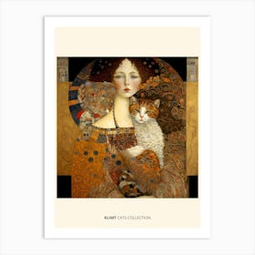 Gustav Klimt  Style Woman And Cats Collection Art Print