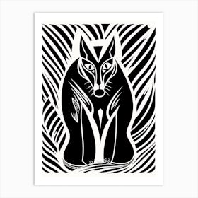 Linocut Fox Illustration 6  Art Print