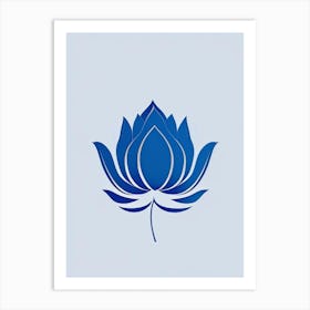 Blue Lotus Retro Minimal 5 Art Print